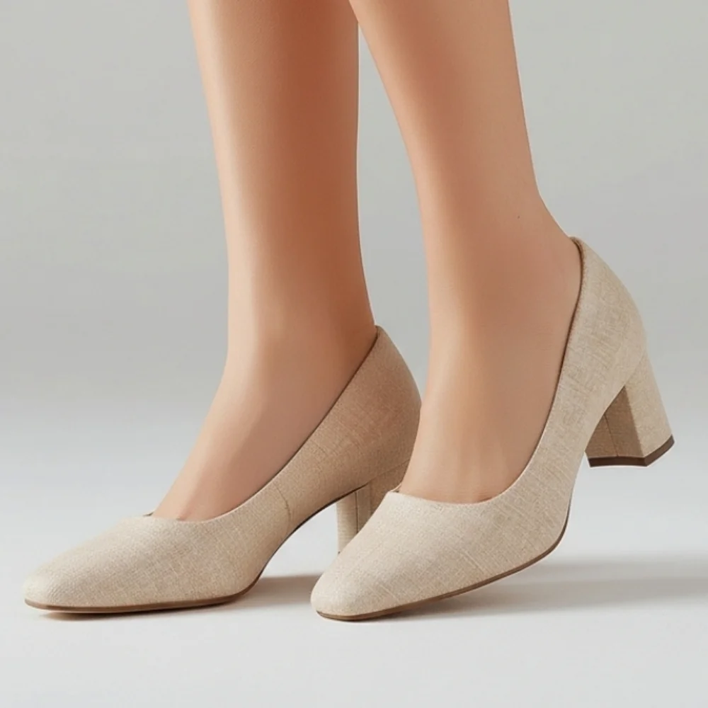 Karen Scott Tweed Heels Light Beige Cream Natural Size 6M